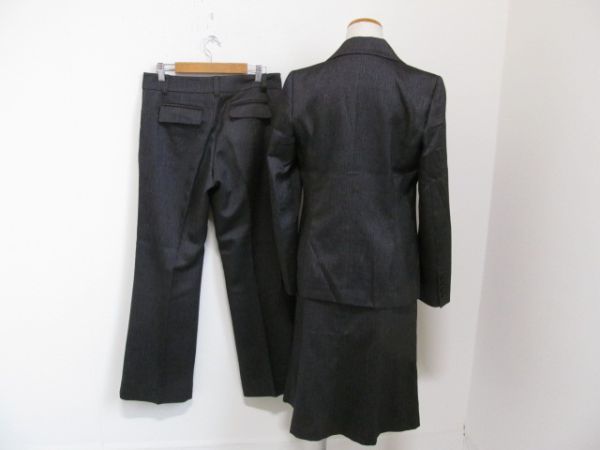 (56025)ensuite エンスウィート ヘリンボーン スーツ 3点セット ジャケット パンツ スカート 3・2 サイズ違いの画像2