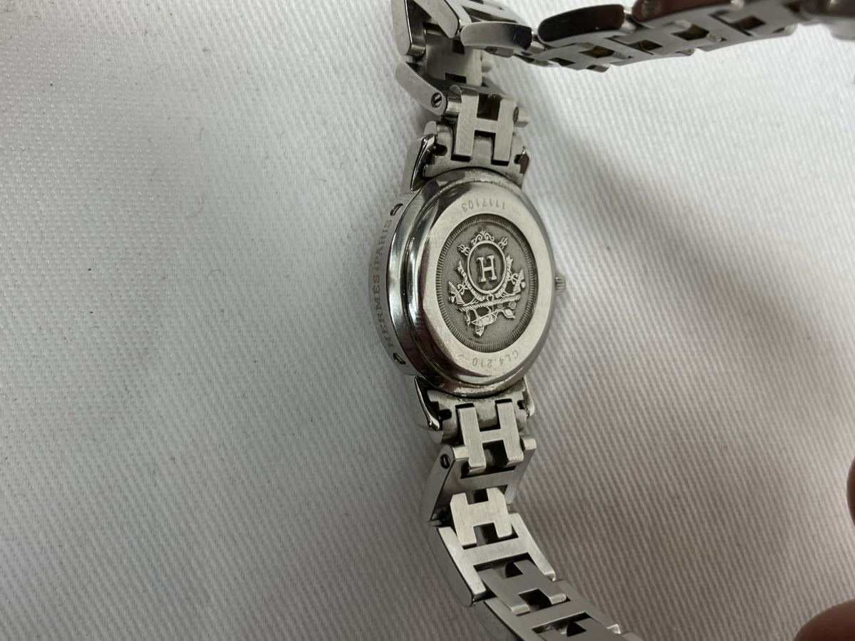 HERMES エルメス クリッパー デイト レディース QZ quartz クォーツ CL4.210 電池交換済み 動作品 純正ベルト _画像7