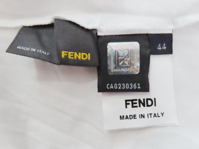 K02 FENDI フェンディ 1Pロゴ 半袖 ポロシャツ 44 ホワイト_画像9