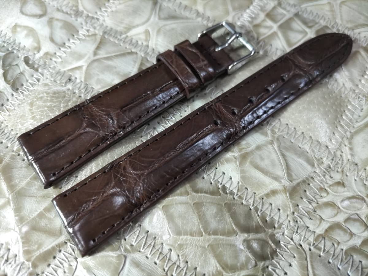  бесплатная доставка подлинный товар крокодил 19mm темно-коричневый прекрасное качество wani кожа рука ремешок для часов 