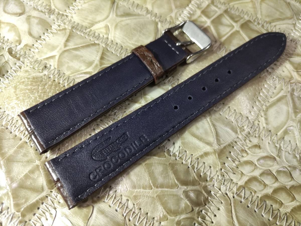  бесплатная доставка подлинный товар крокодил 19mm темно-коричневый прекрасное качество wani кожа рука ремешок для часов 