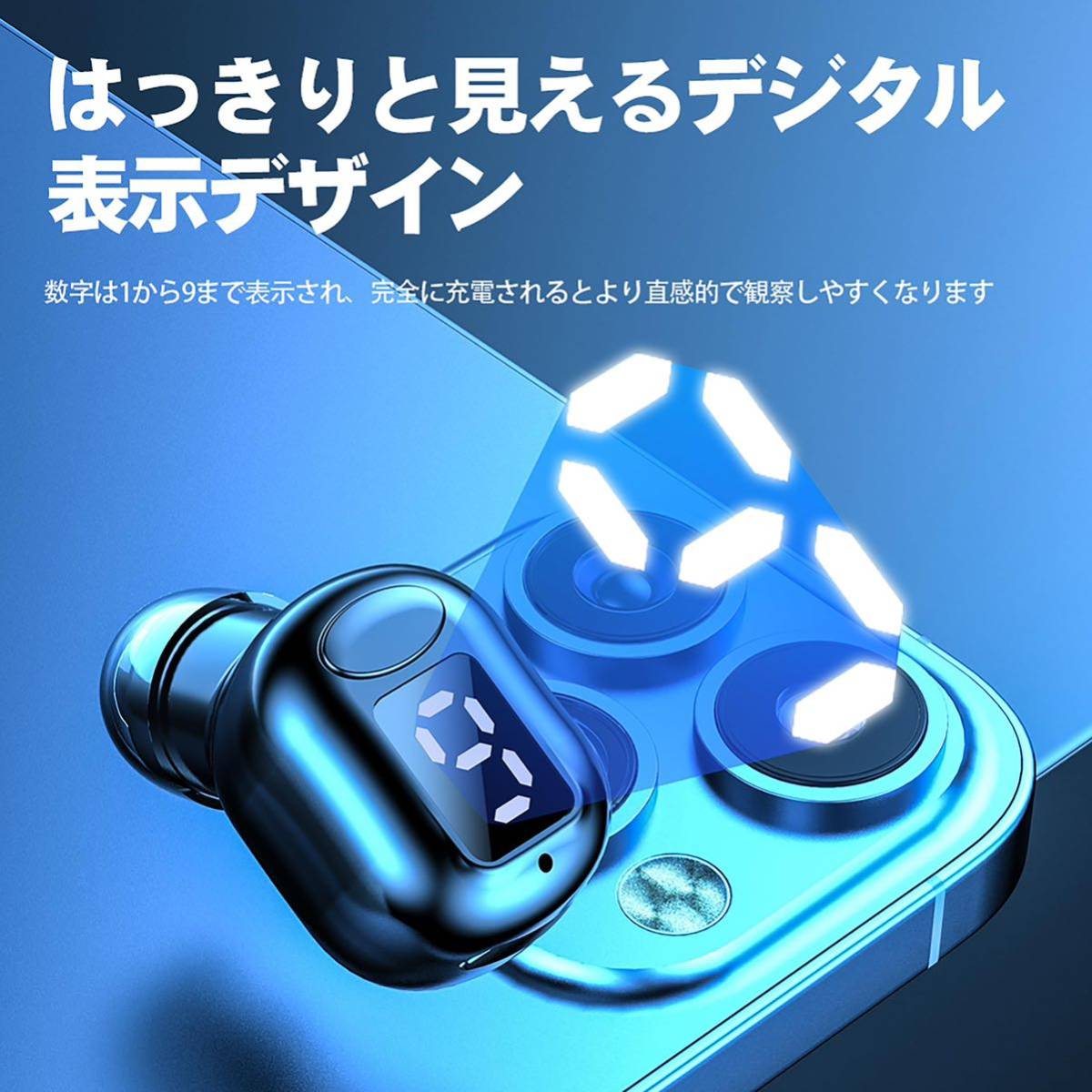 Bluetooth ヘッドセット 片耳 超小型 ワイヤレス イヤホン LED残量表示 15時間連続再生 超軽量 ワイヤレス ブルートゥースヘッドセット_画像2