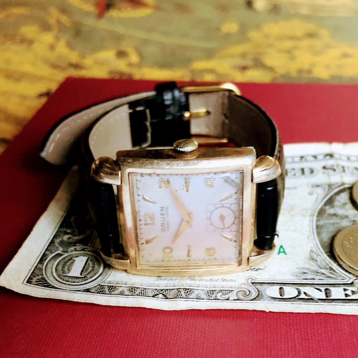 #2925【１円スタート】メンズ 腕時計 グリュエン 動作品 15石 アンティーク ヴィンテージ 手巻き 機械式 GRUEN 金張り 1950年代 Veri-Thin_画像7