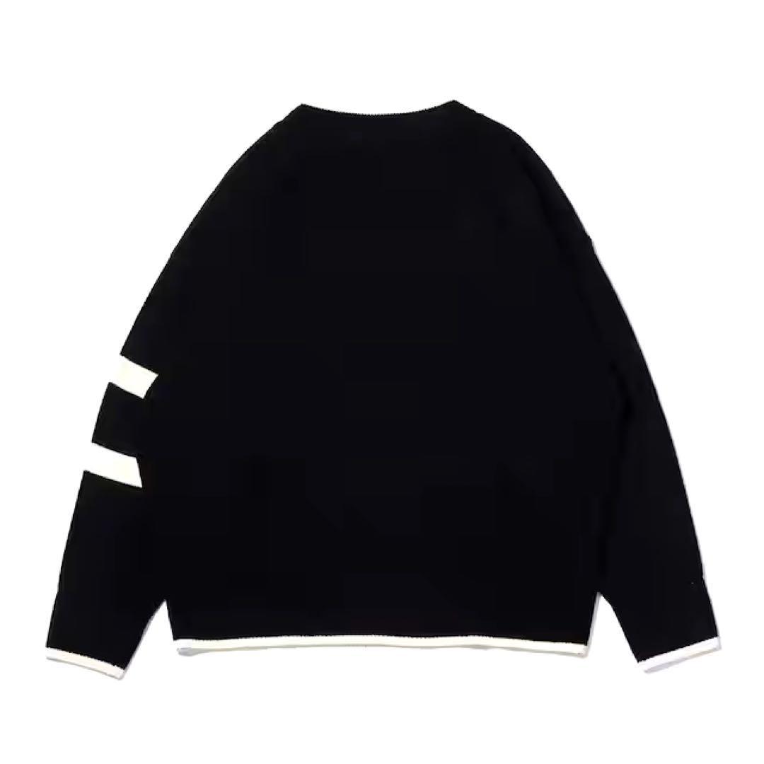 送料無料 新品 ナイキ トレンド セーター ニット Lsize 定価1.8万 NIKE SWEATER 黒 オレンジ ゆったり ヴィンテージ Vネック 刺繍 レトロ_画像2