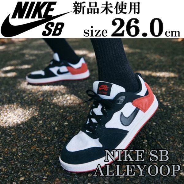 1円〜 新品 ナイキ スケートボーディング アリウープ 26cm 白 赤 NIKE SB ALLEYOOP スケシュー シューズ ホワイト 白 エスビー 人気 箱有り_画像1