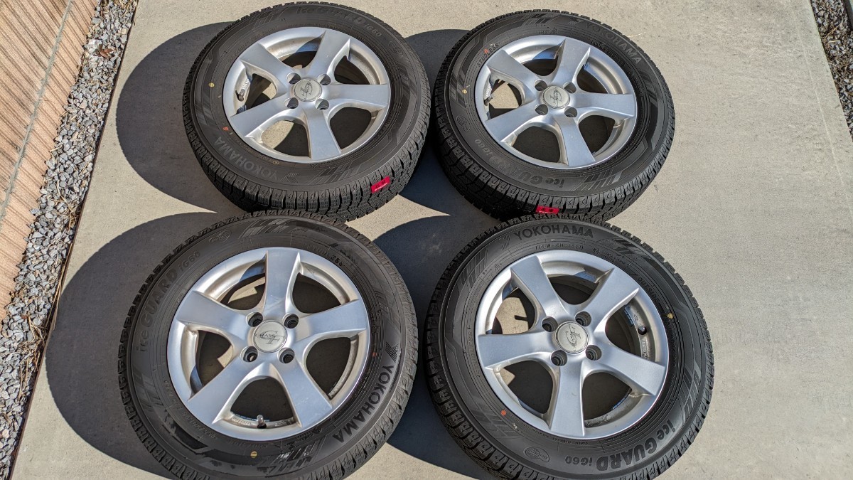 ☆中古　165/70R14　2021年15週製造　YOKOHAMA ice guard IG60 スタッドレスタイヤ＆ホイール4本セット　グラスCF 売り切り☆_画像1