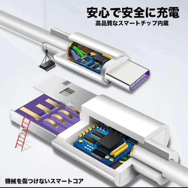 Type C USB 充電ケーブル 5A 超急速充電 １M　２本セット_画像4