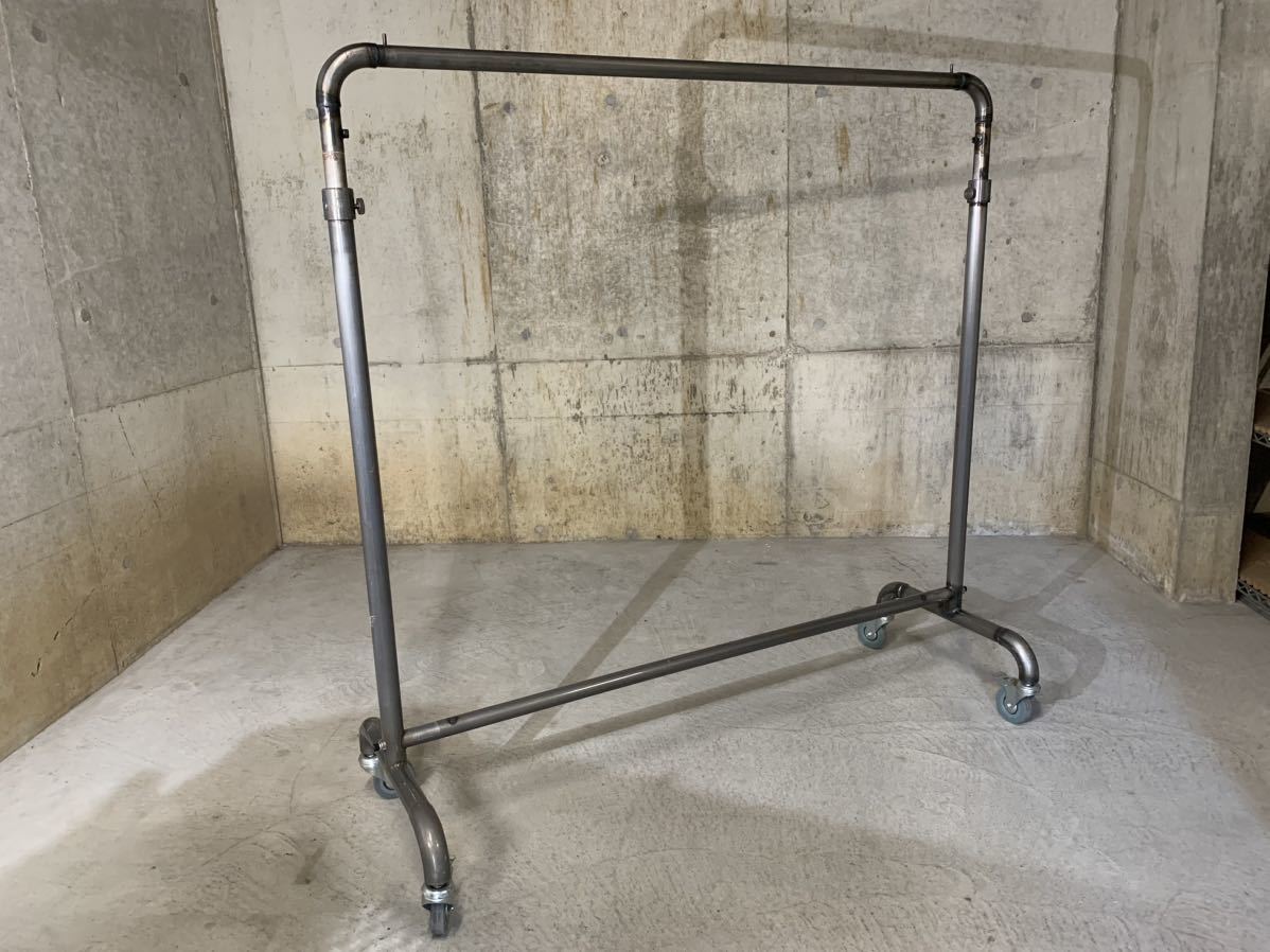 R153 hanger rack coat hanger gas tube in dust real silver with casters business use pipe hanger furniture apparel height adjustment possibility 