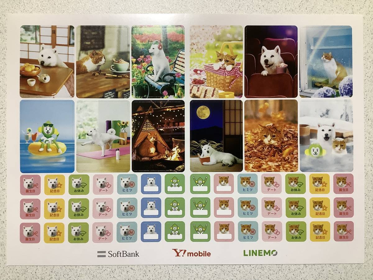 【新品・極美品・シール付】ソフトバンク 2024 卓上カレンダー SoftBank Y!mobile LINEMO お父さん犬の画像5