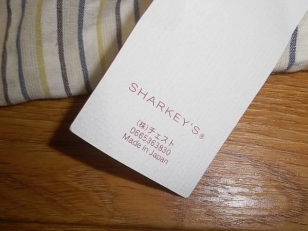 ◎ok 新品◎素敵なマルチストライプ◎Lサイズ◎SHARKEY'S◎七分丈シャツ　リピ得無6 N対象外登_画像4