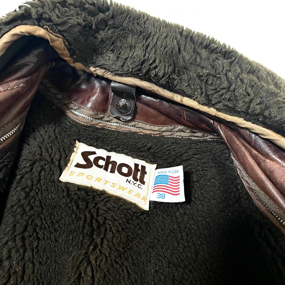 Schott A-2 G-1 フライト ボア レザー ライナー ブラウン 38 Schott A-2 G-1 フライト ボア レザー ライナー ブラウン 38