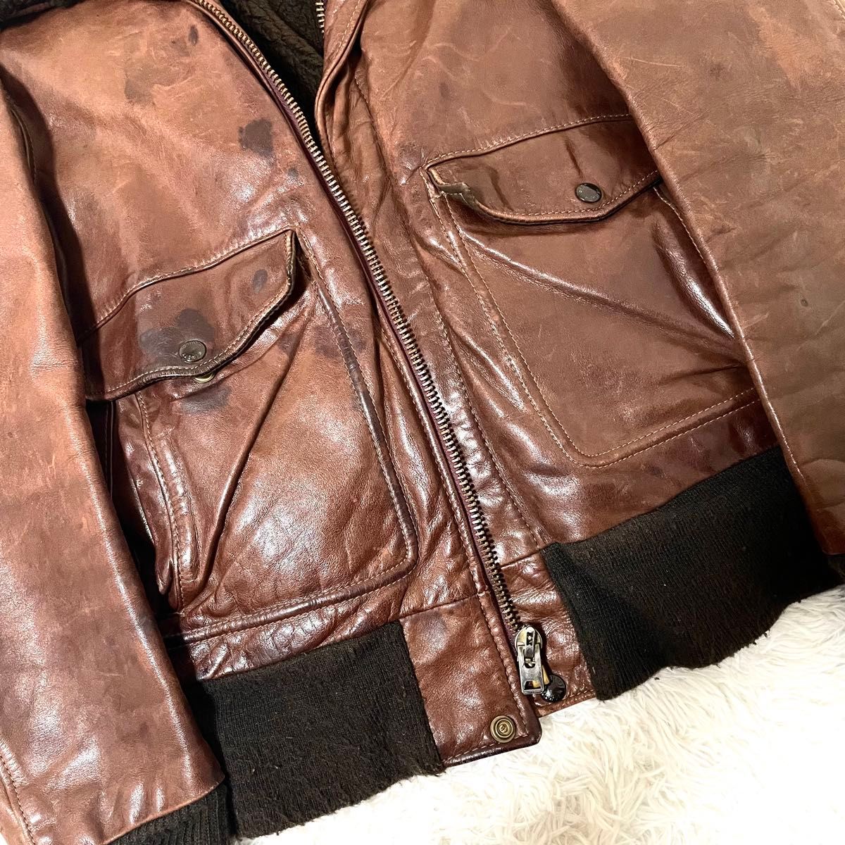 Schott A-2 G-1 フライト ボア レザー ライナー ブラウン 38 Schott A-2 G-1 フライト ボア レザー ライナー ブラウン 38