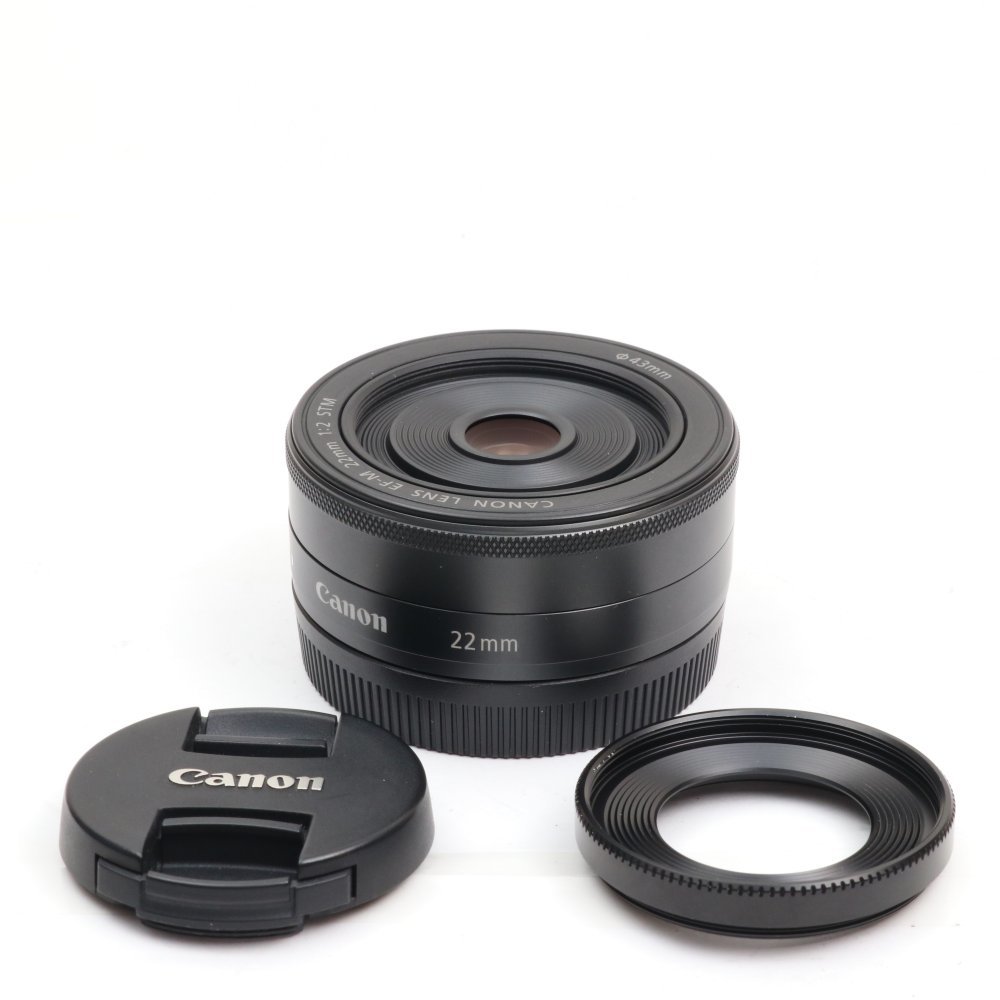 レンズ　キヤノン Canon 単焦点広角レンズ EF-M22mm F2 STM ミラーレス一眼対応 キヤノン EFマウント ブラック、黒色_画像1