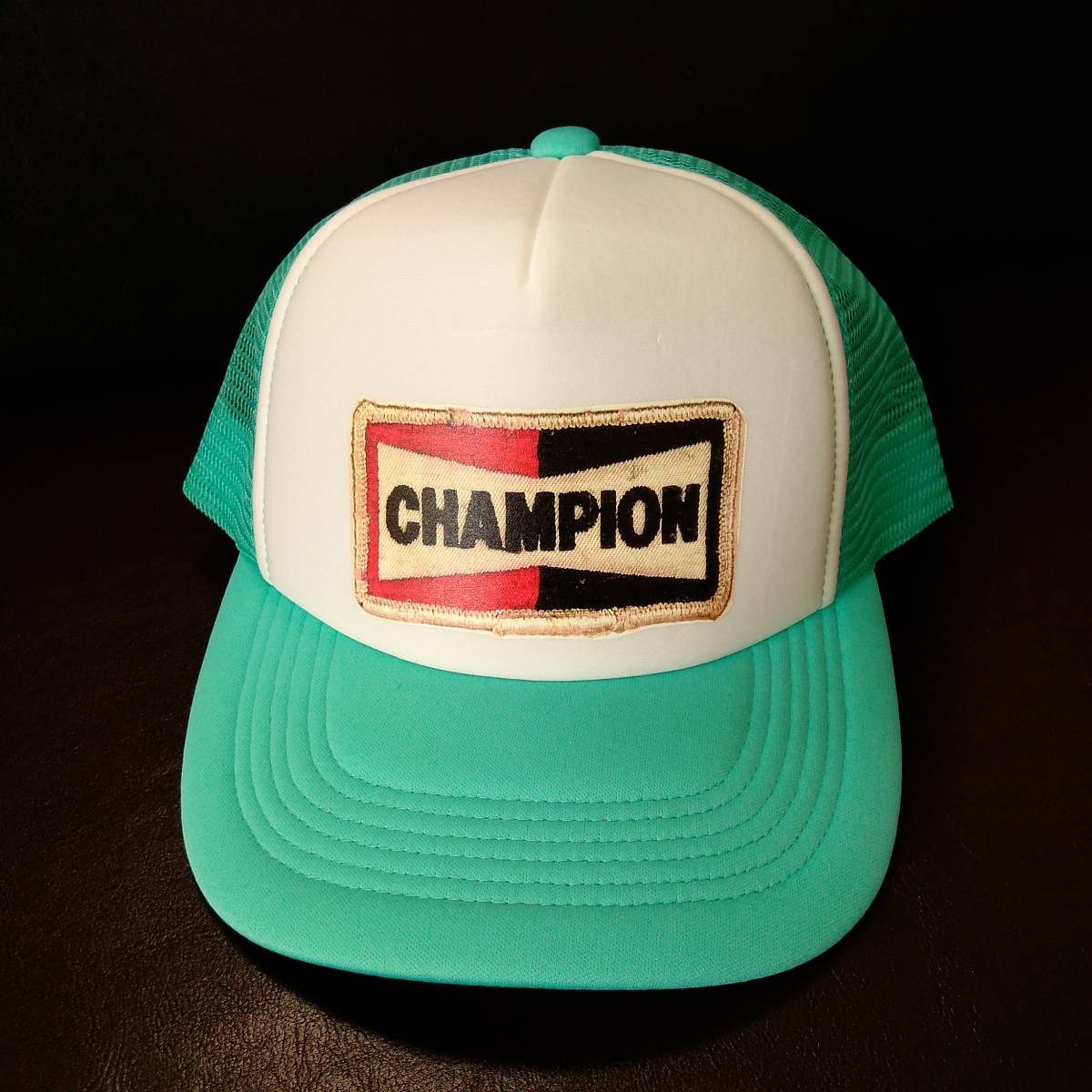 即決★シングルナイロンメッシュキャップ【Champion】ペパーミントグリーン×白_画像1