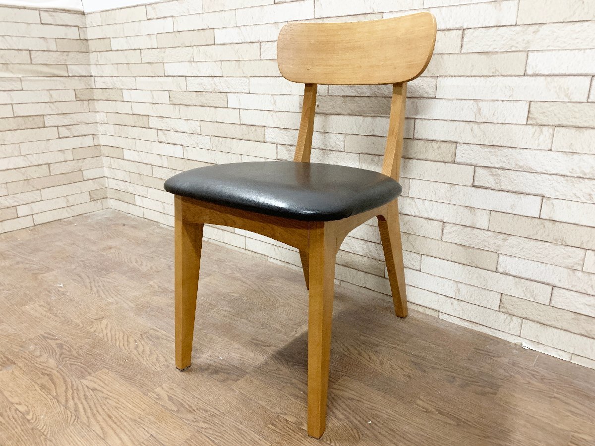 ウニコ unico フィックス FIX ダイニングチェア 食卓椅子 イス アッシュ材 PVCレザー ブラック 黒 北欧スタイル ナチュラル（D）(貝210)