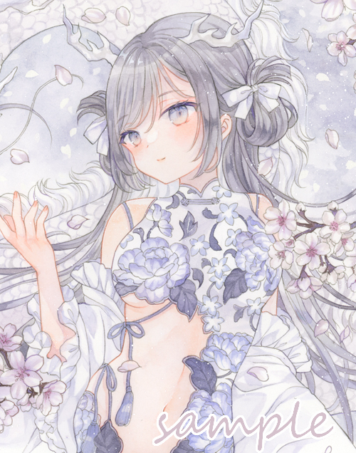 Yahoo!オークション - 手描きイラスト オリジナル 【花曇りに Yahoo!オークション - 手描きイラスト オリジナル 【花曇りに
