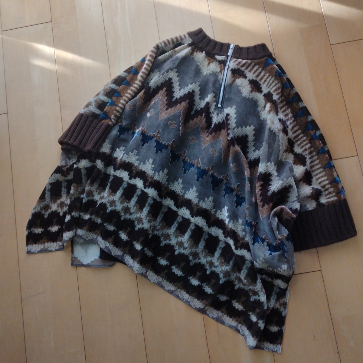 sacai 20aw 20-5342 サイズ2 ニット トップス レイヤード シアー スヌード付属 極美品 ポンチョ 希少 サカイ_画像3