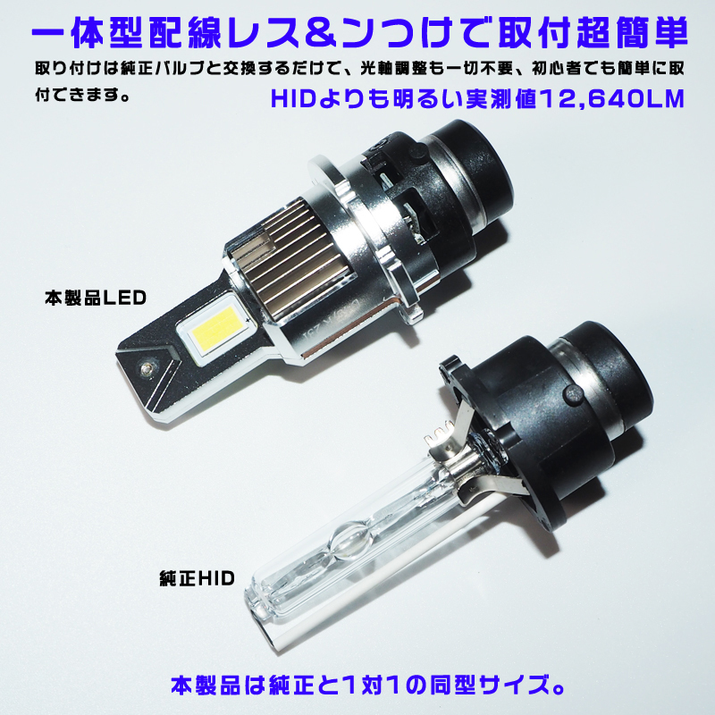 L185ムーヴ L175S ムーヴカスタム 純正HID交換用 D4S LEDヘッドライト バルブ 無加工 簡単ポン付け_画像3