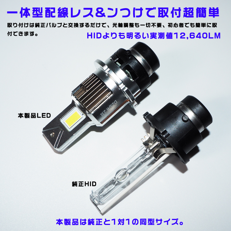 E51エルグランド AFS搭載車 純正HID交換用 D2S LEDヘッドライト バルブ 無加工 簡単ポン付け_画像4