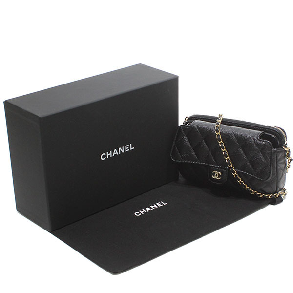 シャネル CHANEL マトラッセ チェーンウォレット エコバッグ キャビアスキン ココマーク ショルダーバッグ AP2095 ブラック マルチカラー_画像1