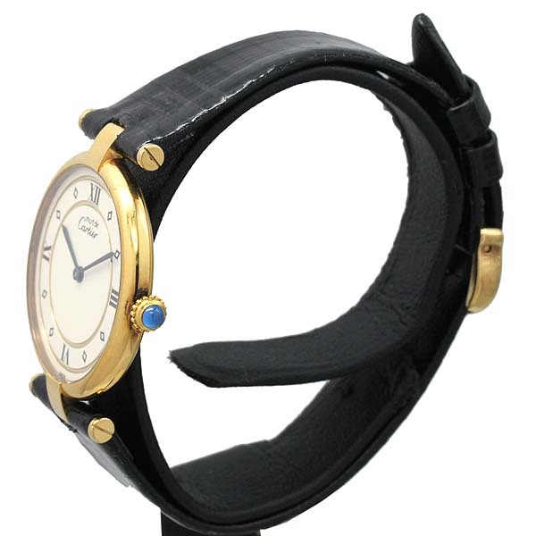 カルティエ Cartier マスト ヴェルメイユ 590003 シルバー925 GP レディース腕時計 クォーツ MUST VERMEIL 30mm 女性 彼女 プレゼント_画像2