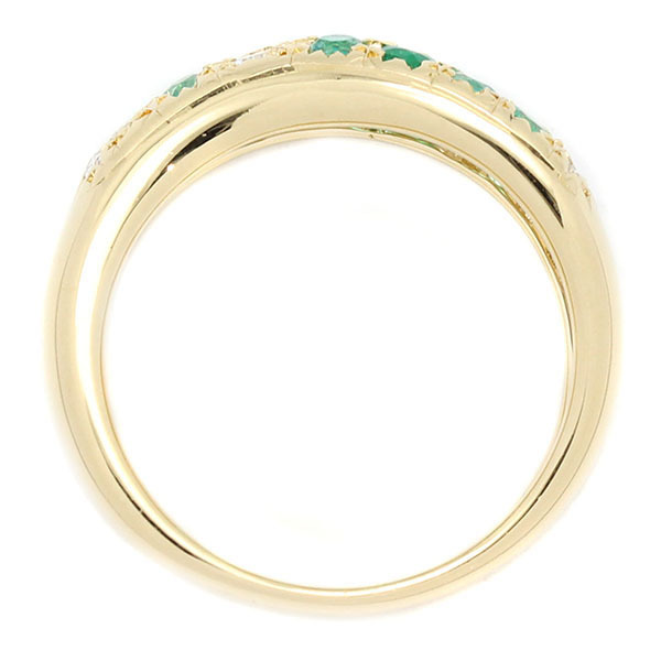 tasakiTASAKI K18YG emerald tourmaline diamond ring 11 number D0.19ct yellow gold 750 woman present brand 