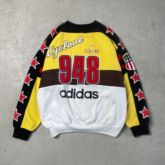 80年代 adidas アディダス スウェットシャツ FLUSHIM CYCLUNG 総柄デザイン メンズXL相当_画像7