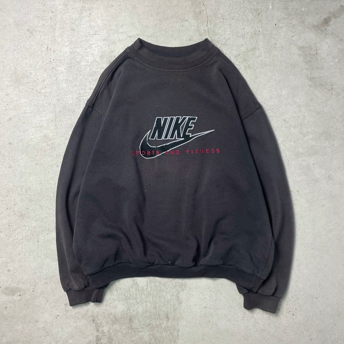 90 годы NIKE Nike спортивная фуфайка mok шея Logo вышивка серебряный бирка мужской XL соответствует 