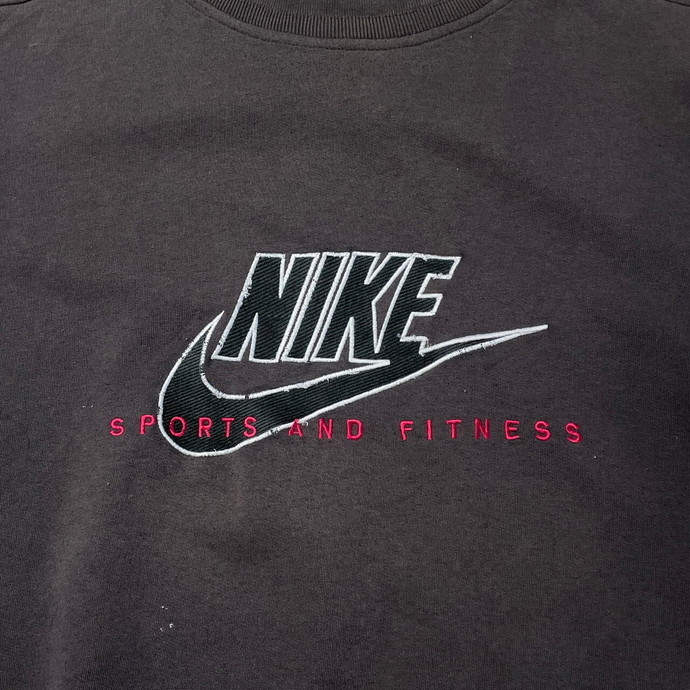 90 годы NIKE Nike спортивная фуфайка mok шея Logo вышивка серебряный бирка мужской XL соответствует 