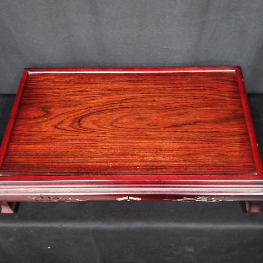信頼も高い Bibian 比比昂- 花台木製花台横幅54cm 奥行34cm 唐木透かし彫り 木工、竹工芸