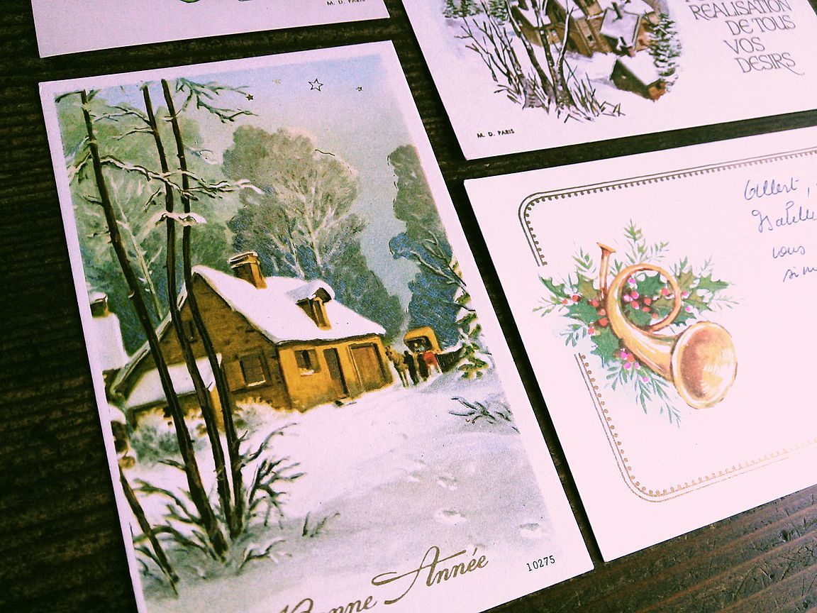  Vintage greeting card (3)L71*5 pieces set new year Christmas France Germany England Belgium Italy 