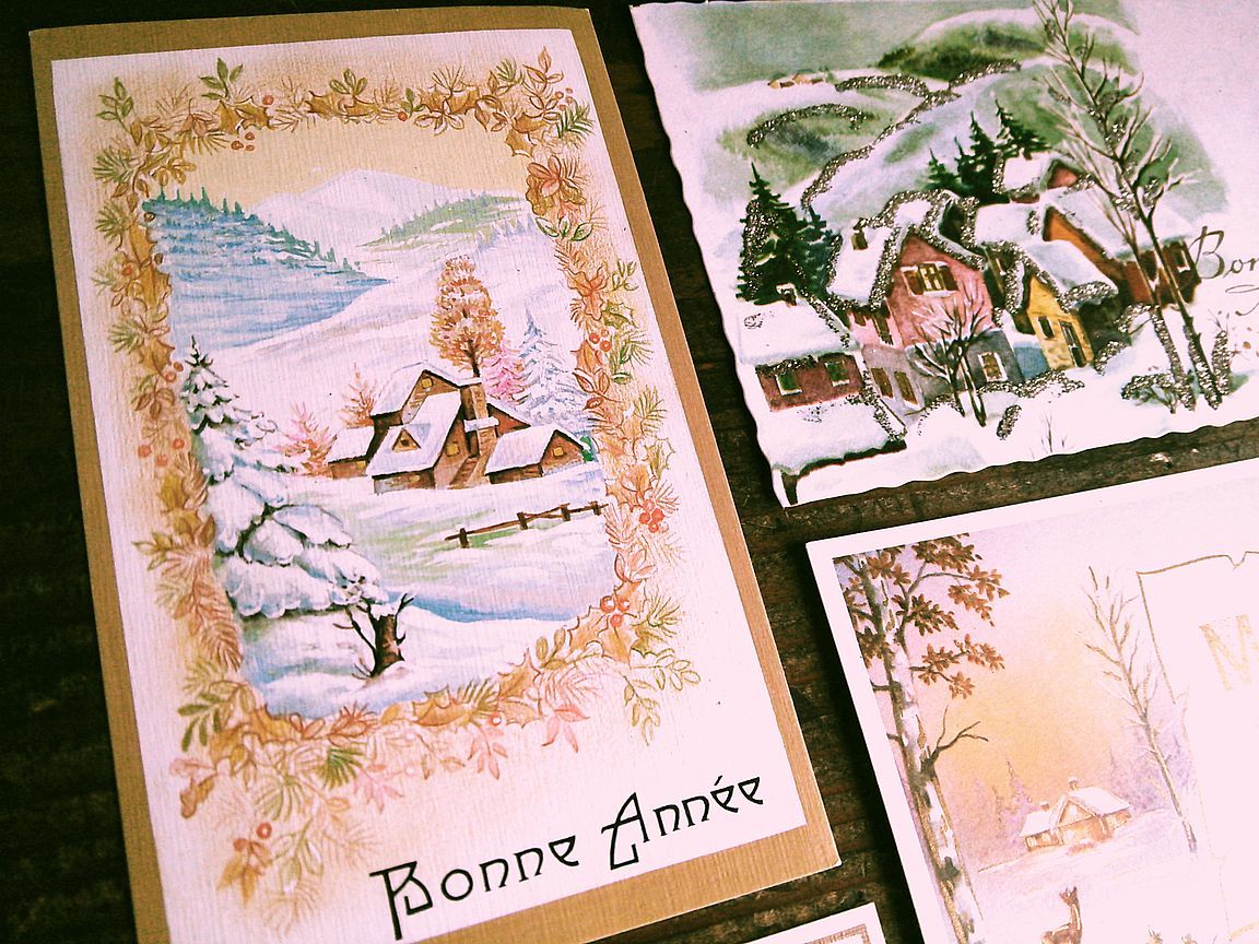  Vintage greeting card (25)L71*5 pieces set new year Christmas France Germany England Belgium Italy 