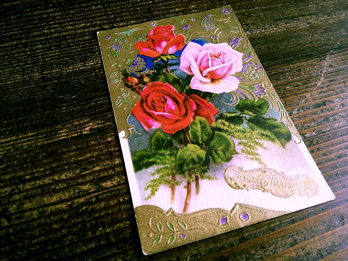 花(5)D19◆薔薇 バラ エンボス アンティークポストカード フランス ドイツ イタリア イギリス ビンテージ _画像9