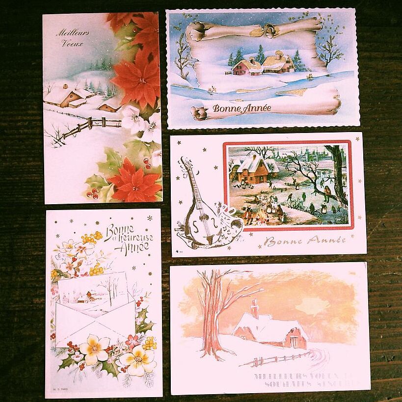  Vintage greeting card (29)L71*5 pieces set new year Christmas France Germany England Belgium Italy 