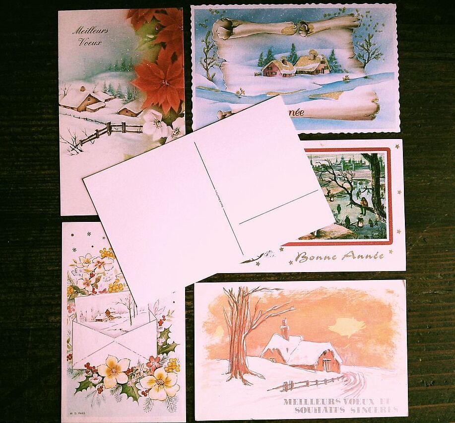  Vintage greeting card (29)L71*5 pieces set new year Christmas France Germany England Belgium Italy 