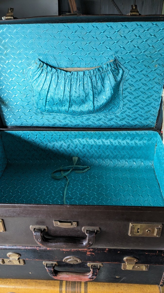 アンティーク　カバン　鞄　スーツケース　革製トランク 昭和レトロ レザー アンティーク ヴィンテージ スーツケース_画像3