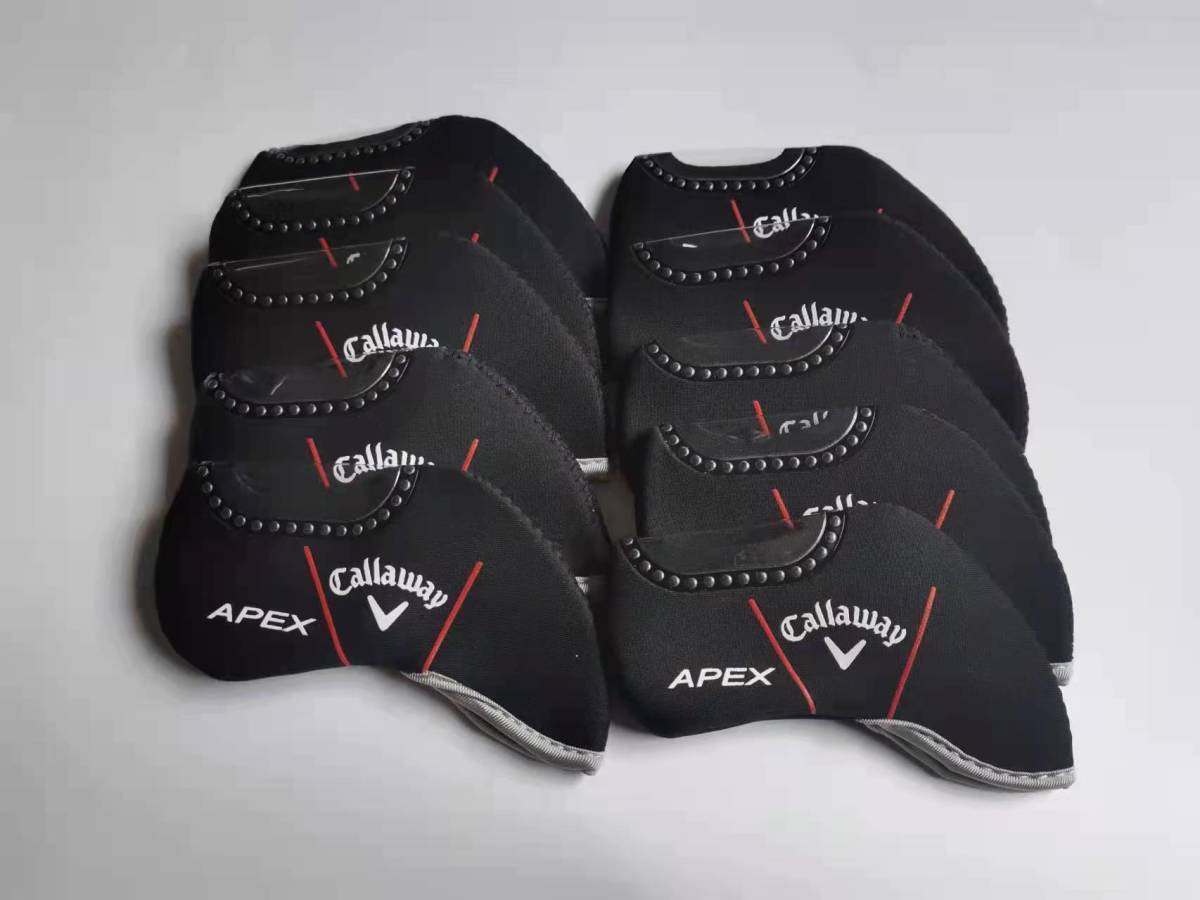 アイアンカバー 窓付 着脱らくらく 10個セット Callaway APEX 黒_画像1