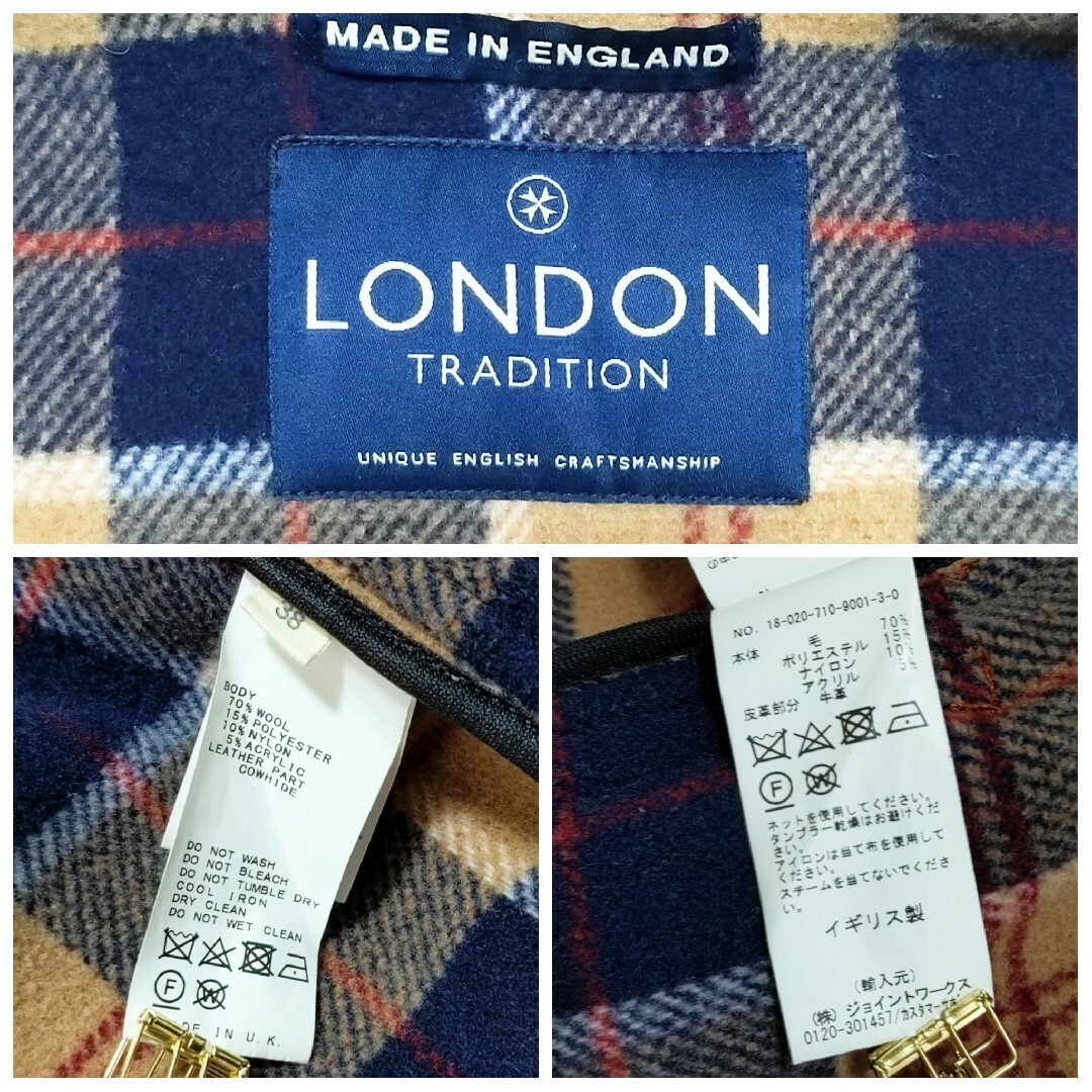 美品 London Tradition ダッフルコート オレンジ レッド 赤 M ロンドントラディション ロングコート レディース フード フーデット_画像7