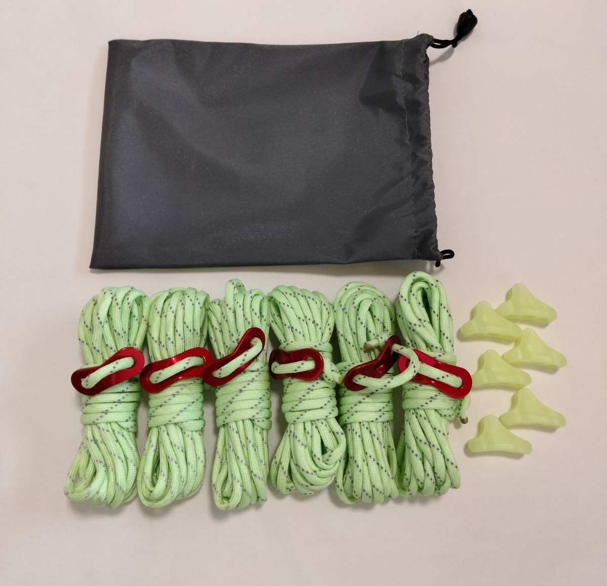 gai rope 4mm 4m 6 pcs set sack case attaching night light . light tent pala code tarp rope camp outdoor mountain climbing 