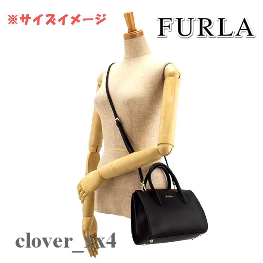 【美品】 フルラ ショルダーバッグ ブラック FURLA 2way ハンドバッグ 黒 レザー