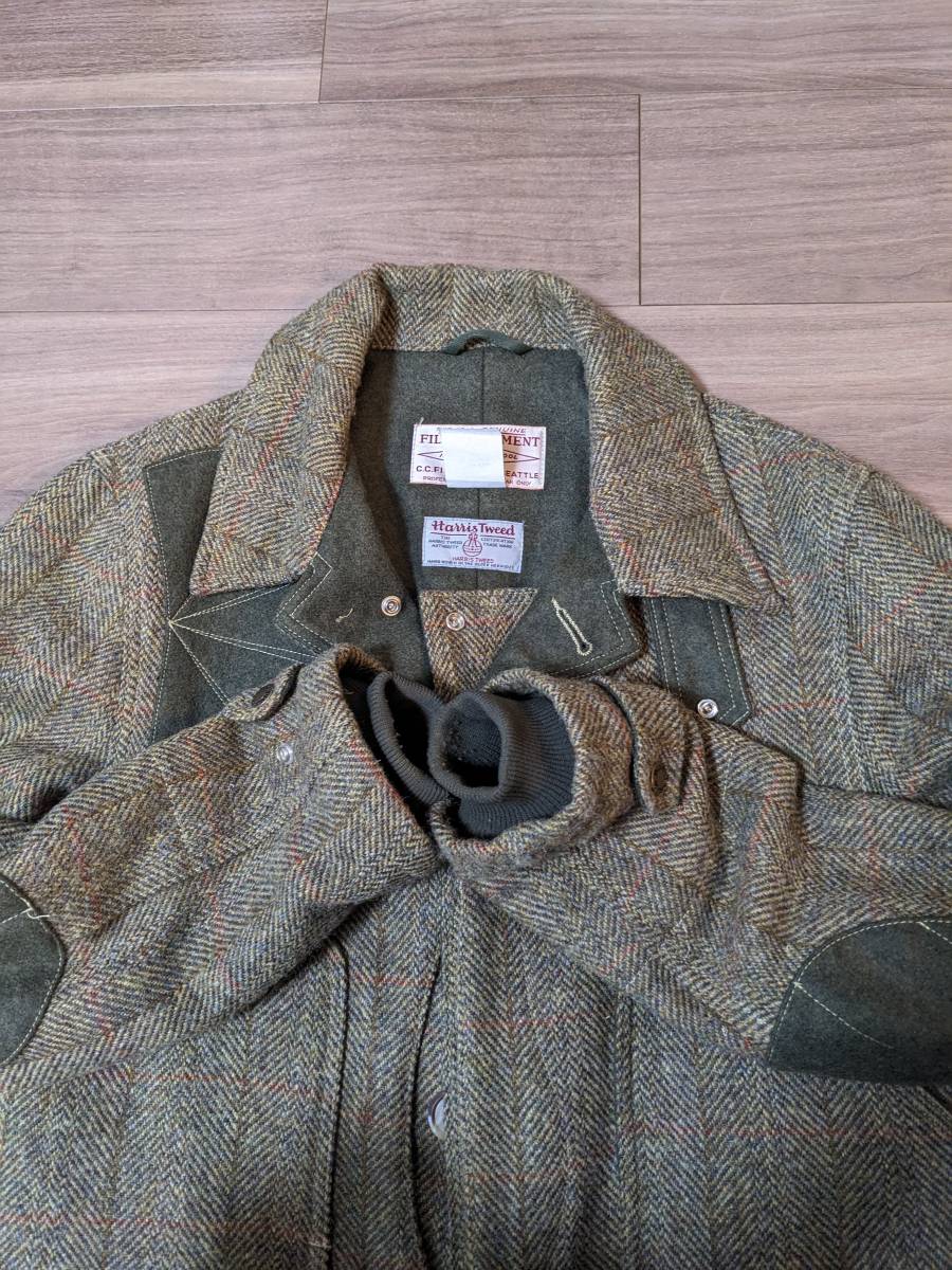 希少 イタリア製 美品 FILSON ITALY Tweed Water Foul Coat ハリスツイード フィルソン ハンティングジャケット マッキーノ レイルロード_画像6