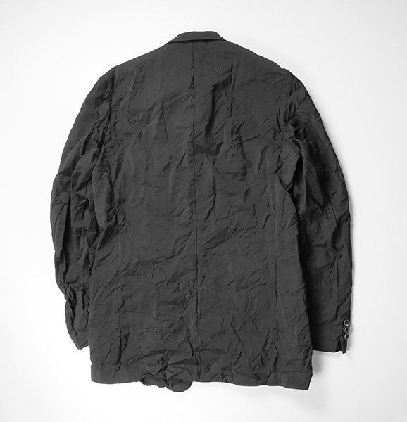 美品 Yohji Yamamoto Pour Homme ◆01SS シワ加工 テーラードジャケット 黒 サイズ2 (ロゴ入り袋付) ヨウジヤマモト プールオム ◆71/XE20