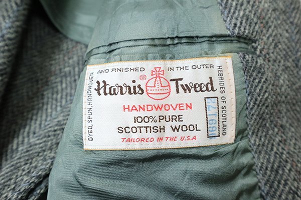 ★ ヴィンテージ ★ツイード テーラードジャケット グレー ◆ STAFFFORD × Harris Tweed ◆ USA製 スタッフォード ハリスツイード ◆K2H_画像7