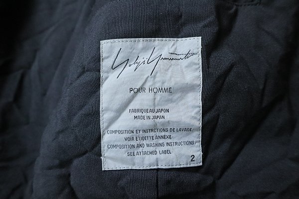 美品 Yohji Yamamoto Pour Homme ◆01SS シワ加工 テーラードジャケット 黒 サイズ2 (ロゴ入り袋付) ヨウジヤマモト プールオム ◆71/MK18_画像6