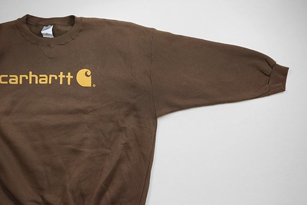 Carhartt ◆ デカロゴ スウェットシャツ ブラウン XLサイズ クルーネック トレーナー 大きいサイズ カーハート ◆MK19_画像3