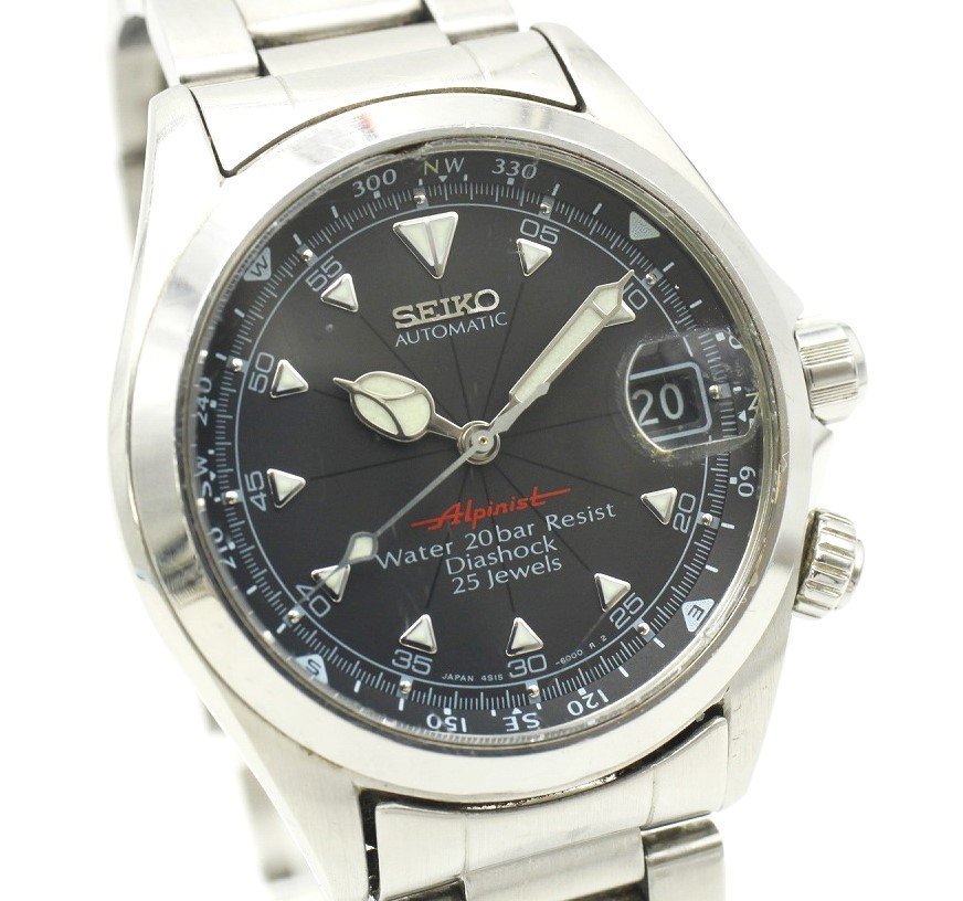 【行董】AS550BOG87◆SEIKO セイコー Alpinist アルピニスト 4S15-6000 黒文字盤 自動巻き メンズ腕時計 ※ゆうパック※_画像2