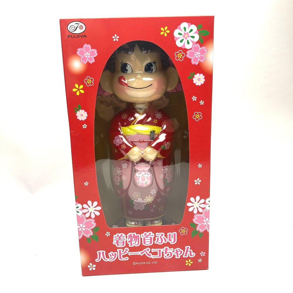 rm) FUJIYA 不二家 着物首ふり ハッピーペコちゃん サイズ：約35cm程 ※中古 経年保管品_画像3