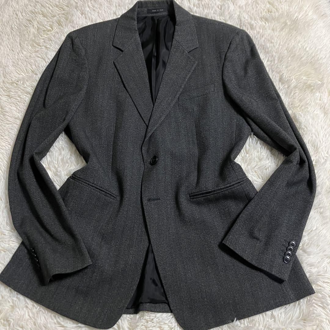 【大人の色気◎】EMPORIO ARMANI エンポリオ アルマーニ スーツセットアップ 希少サイズ52/2XL相当 ヘリンボーン グレー ２B 黒タグ 超美品_画像2