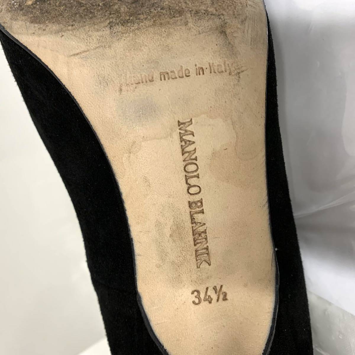 MANOLO BLAHNIK マノロブラニク レディース イタリア製 KIETTA9BLACK スエード 341/2 パンプス 箱保存袋 現状品 カ4_画像7