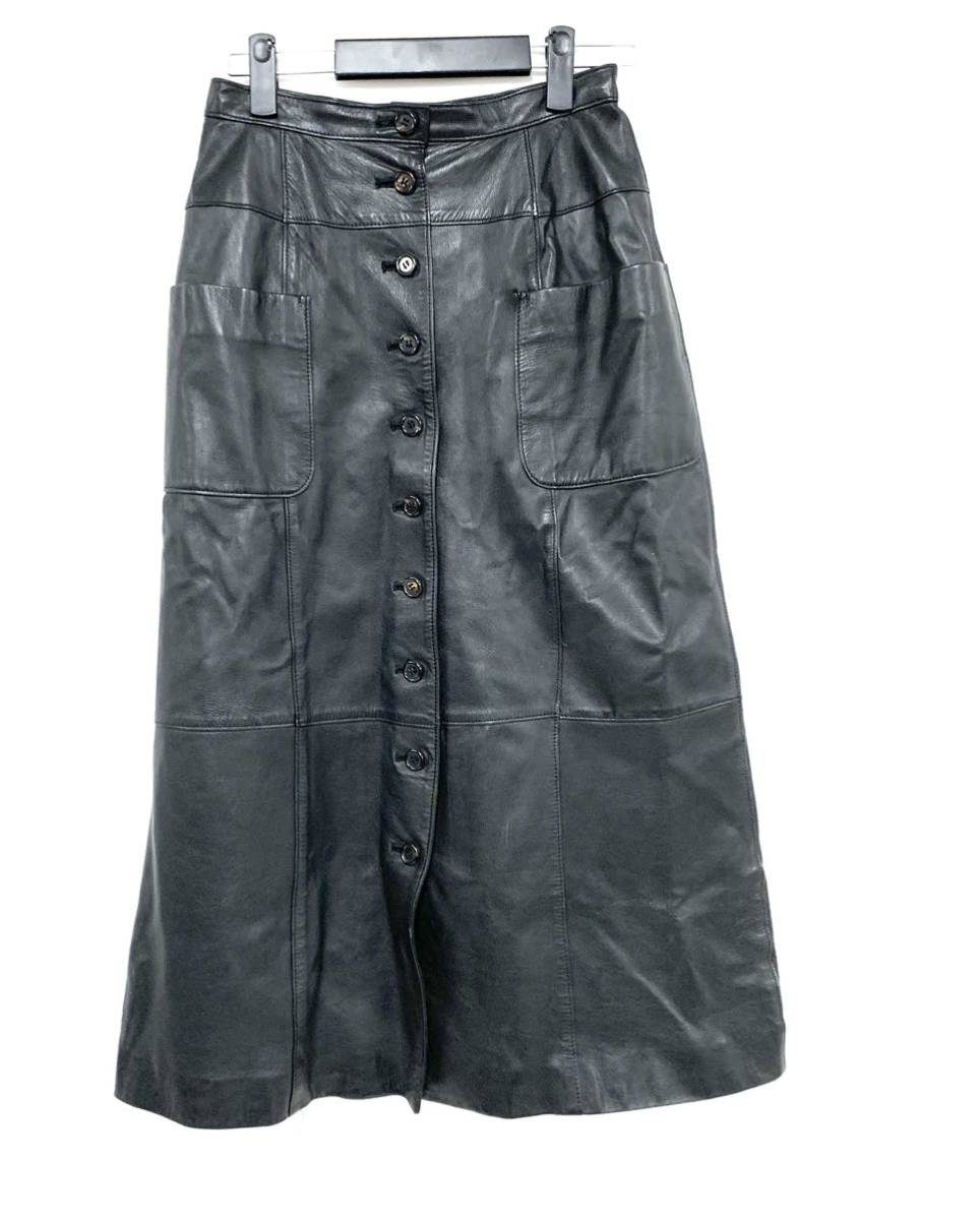 CHLOE クロエ ロングスカート ブラック系 520-27602 42サイズ 羊革 現状品 カ4_画像1